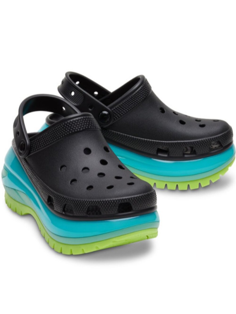 Crocs Mega Crush Clog in Black with Teal Trim Size W7 M5